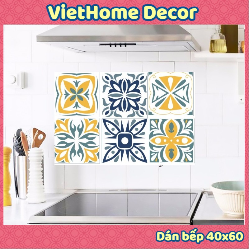 Tấm dán bếp chống dầu mỡ 💖FREESHIP💖 40x60cm hoa văn vàng xanh