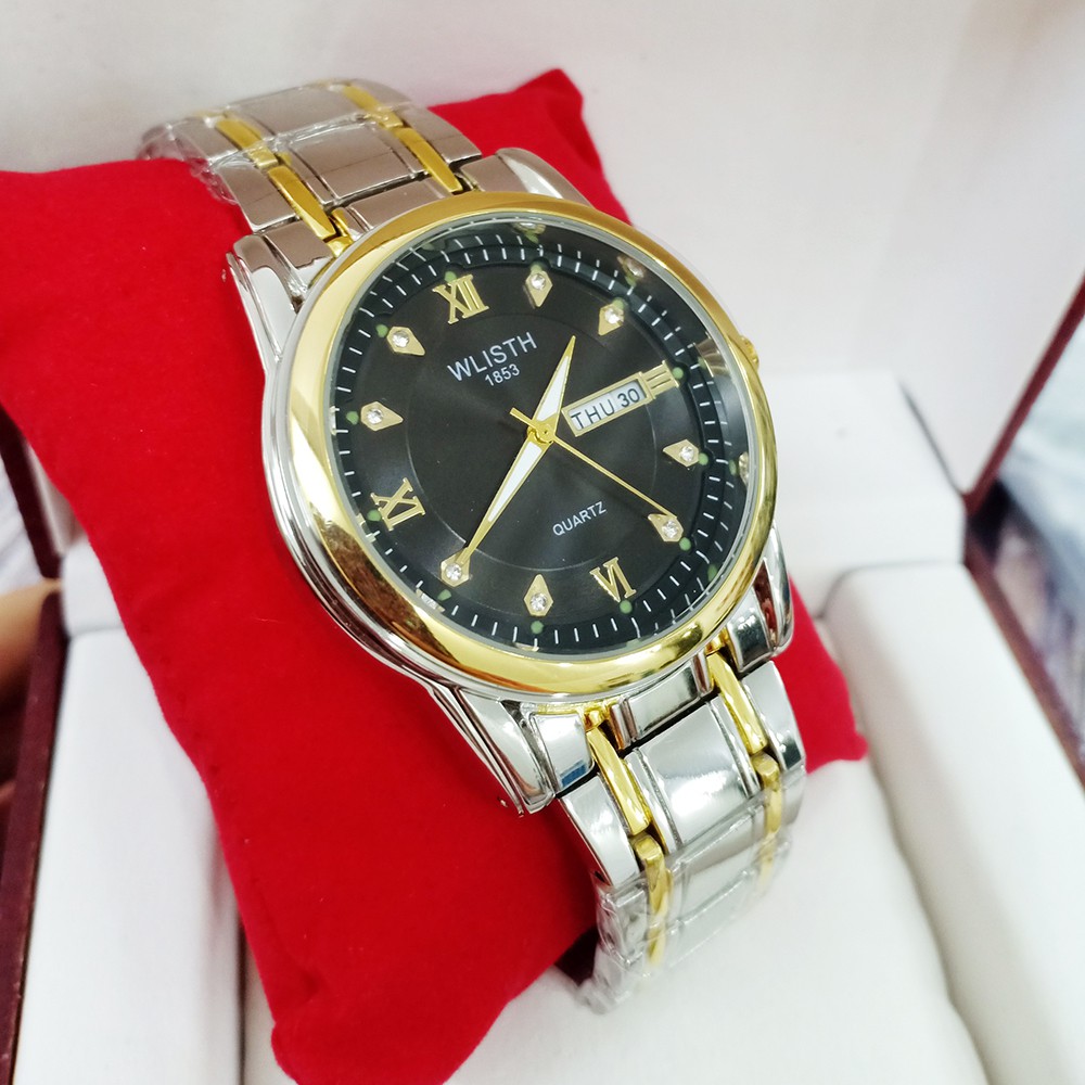 [SIÊU GIẢM GIÁ] Đồng hồ Nam WLISTH 1853 máy Nhật chống nước mặt đính đá dạ quang DÂY THÉP KHÔNG GỈ CAO CẤP