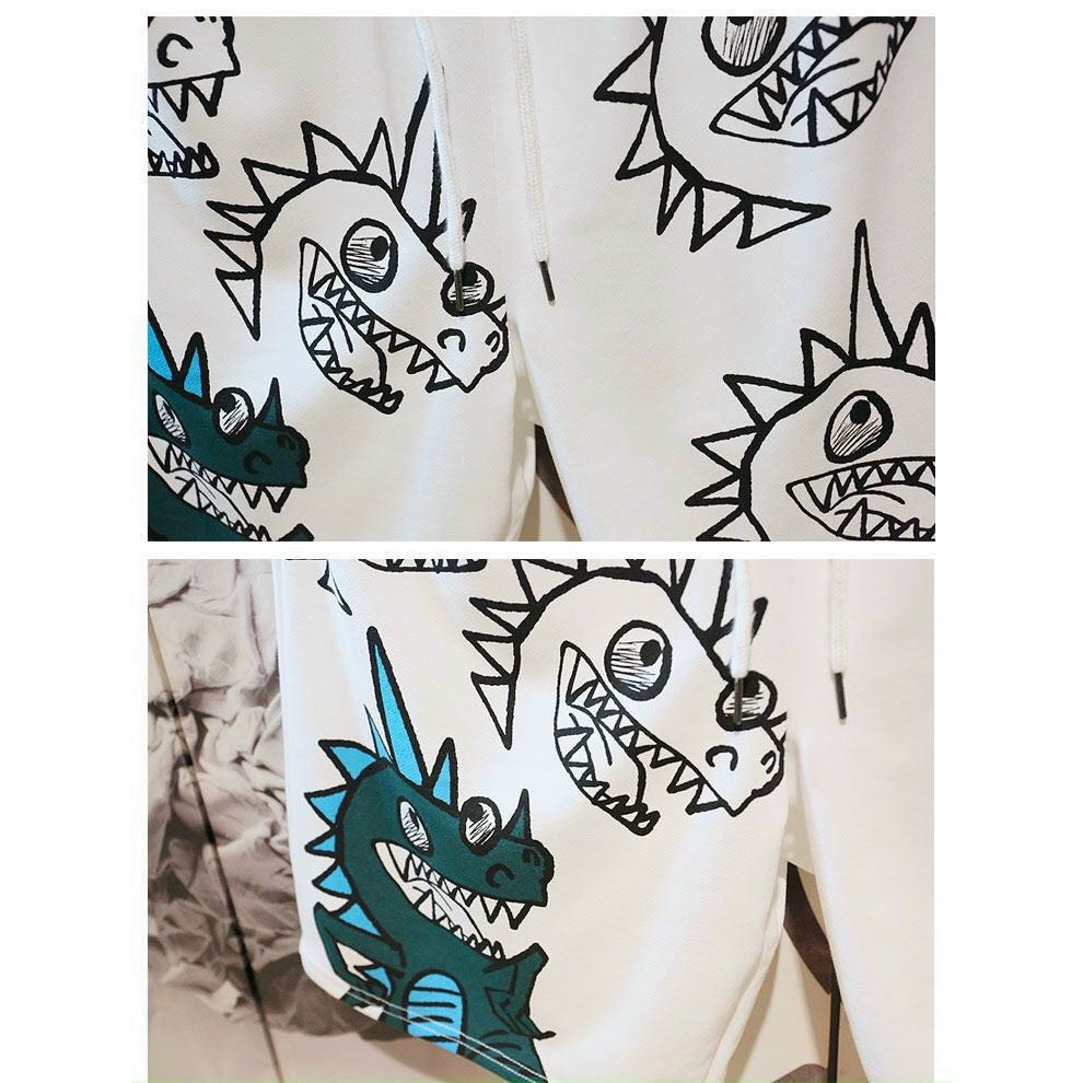 Quần short chất nỉ KHỦNG LONG mềm mịn Quần đùi chất nỉ da cá Nam nữ đều mặc được Co Giãn 4 Chiều Hoạ Tiết