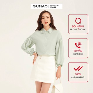 Chân váy nữ phối 3 nút GUMAC màu trắng, đủ size, đồ công sở VB172