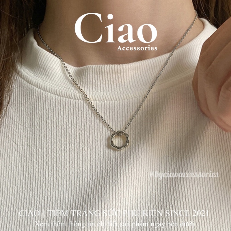 [HOẢ TỐC 1H] Dây chuyền/ Vòng cổ mạ bạc S925 thiết kế charm tròn đơn giản Delwyn Ciao