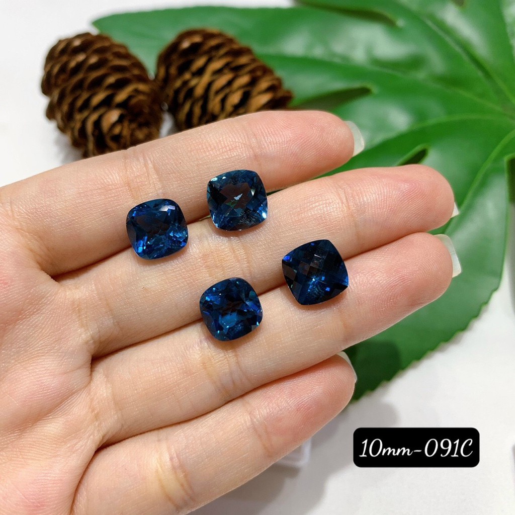 Mặt Đá Topaz London Xanh Đủ Size Kiểu Vuông