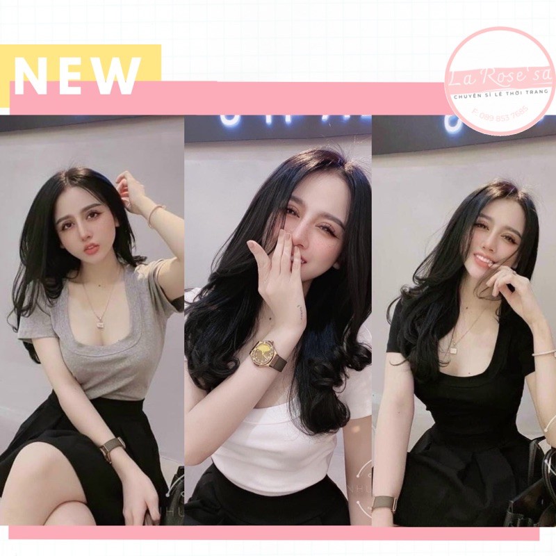 🦋 Áo Thun Cổ Vuông Tay Ngắn Nữ ✨