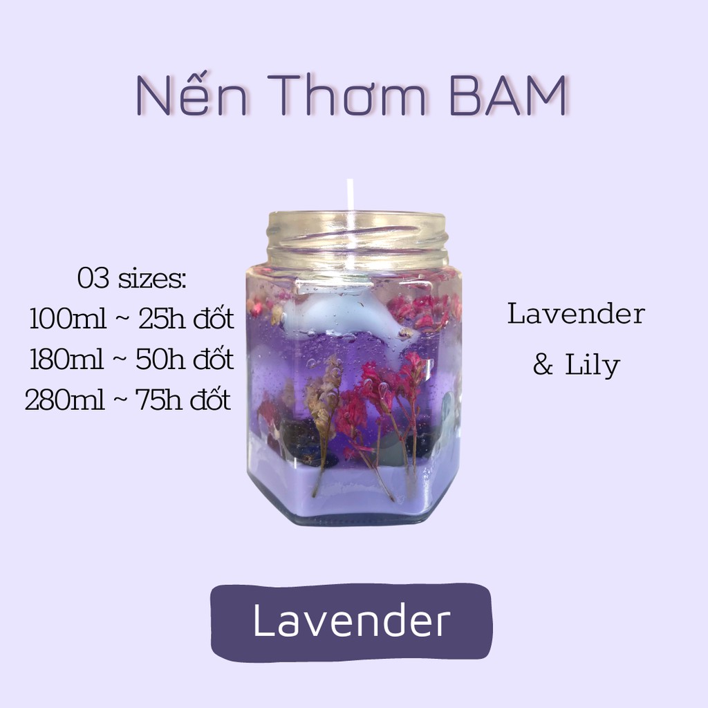 Nến Thơm Handmade - Hương Lavender & Lily - Nhiều Size - Bam Candles