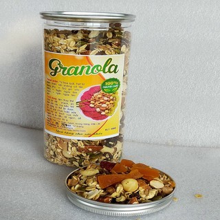 Granola 7 Loại Hạt Mix Mật Ong Ăn Liền 500g - Macca, Óc chó,Hạnh nhân, Bí xanh, Điều, Yến mạch, Mix 3 nho, Dừa, Mật ong