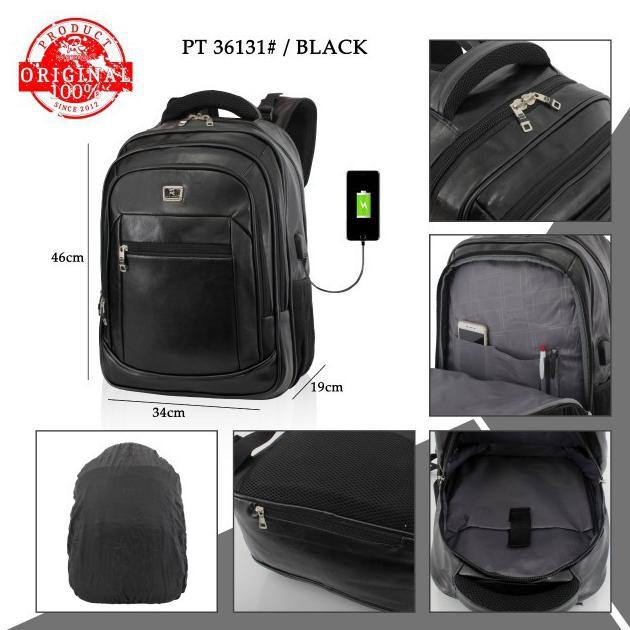 Ba Lô Da Polo Trands 30l 36131 Có Cổng Usb Đen