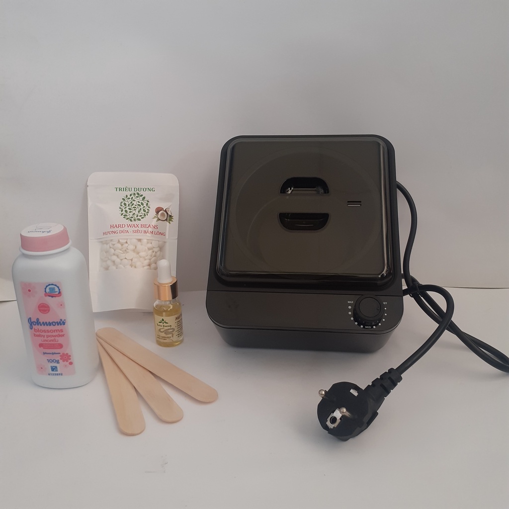 Siêu combo: Nồi wax lông chống dính cao cấp + sáp wax cao cấp + mỡ trăn + phấn rôm (Kèm quà tặng xem mô tả sản phẩm)