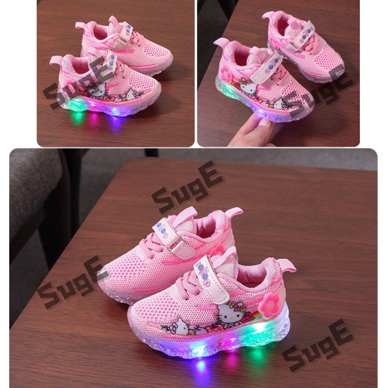 SUGE Giày Công Chúa Có Đèn Phát Sáng Dễ Thương Cho Bé Gái Size 21-30