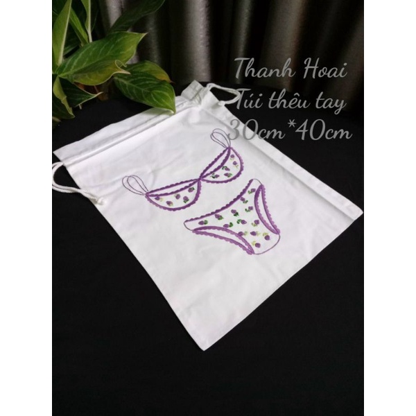 Túi dây rút thêu tay cỡ lớn
