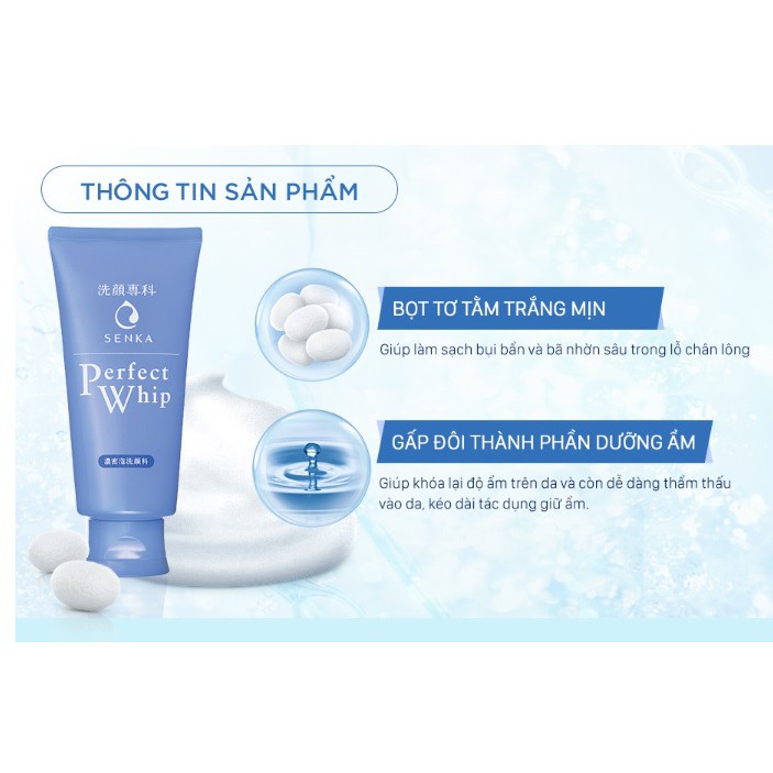 Sữa Rửa Mặt Tạo Bọt Chiết Xuất Tơ Tằm Trắng Senka Perfect Whip 120g | BigBuy360 - bigbuy360.vn