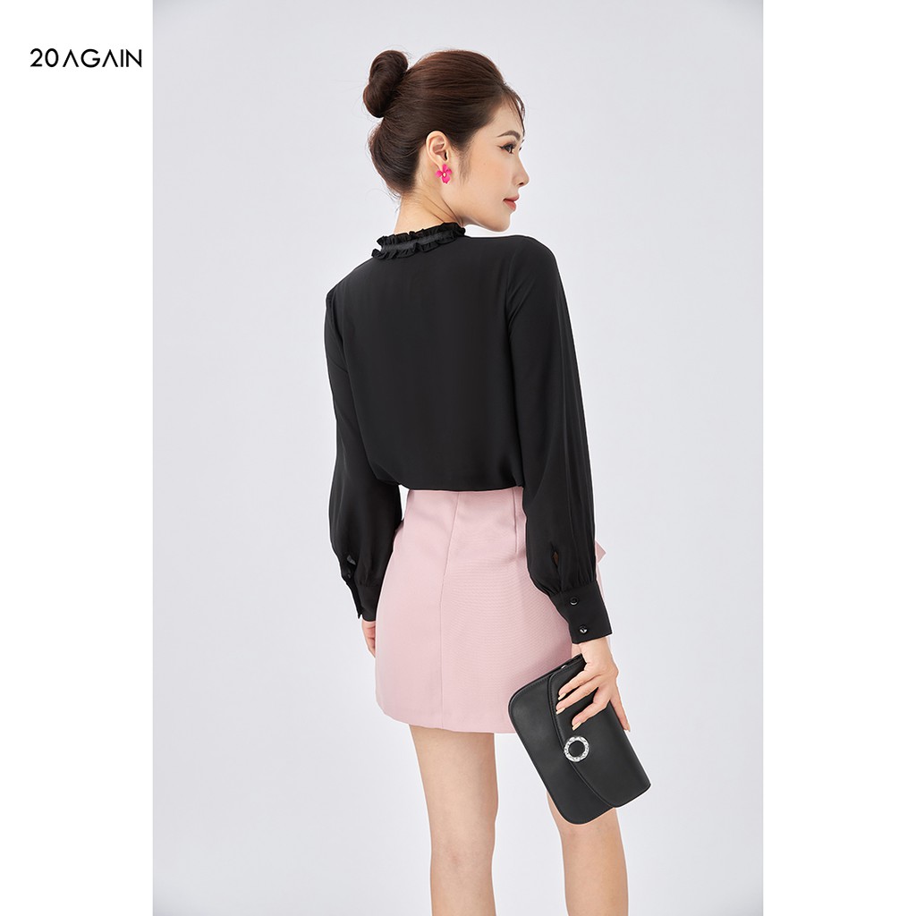 Chân váy chữ A hai hàng khuy 20AGAIN, hàng thiết kế hai tà chồng trẻ trung, đính cúc bọc JAA1605 | BigBuy360 - bigbuy360.vn