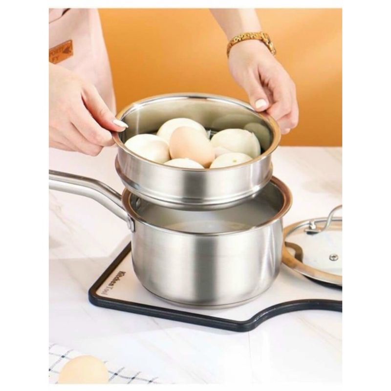 Nồi quánh bột kèm xửng hấp Milk Post cho bé ăn dặm