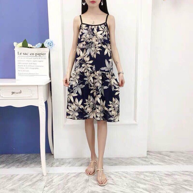 Váy lanh bầu( loại 1 Thái) váy mặc nhà xinh chất lanh mát