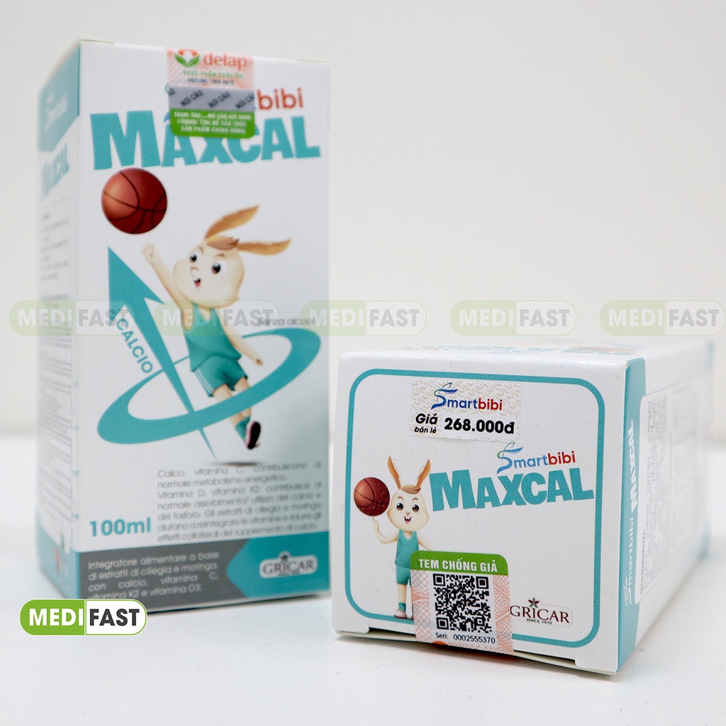 Vitamin D3 K2 và Canxi - Smartbibi Maxcal siro tăng chiều cao cho bé, giúp bé phát triển chiều cao vượt trội 100ml