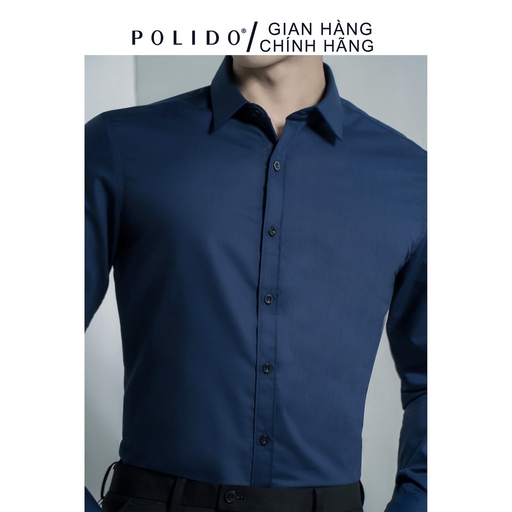 Áo Sơmi Nam Trơn CEFFYLO Màu Xanh Navy Vải Cotton Thấm Hút, Chống Nhăn Form Slimfit | BigBuy360 - bigbuy360.vn