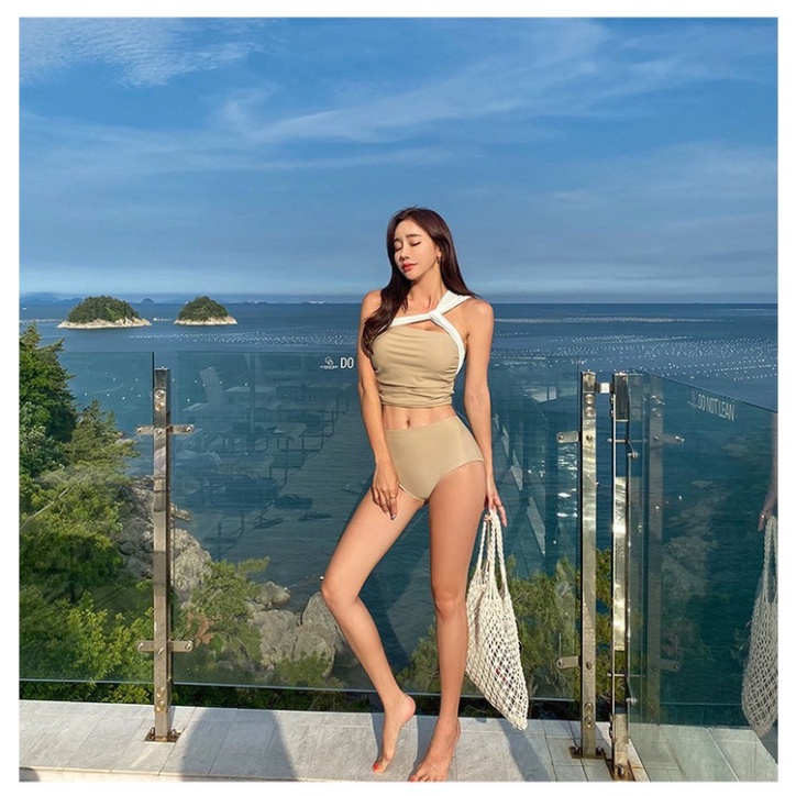 Bikini 2 mảnh LUHAZO hở lưng nâng ngực đồ bơi đi biển liền thân kín đáo sexy Hàn Quốc 2538 DK7T102