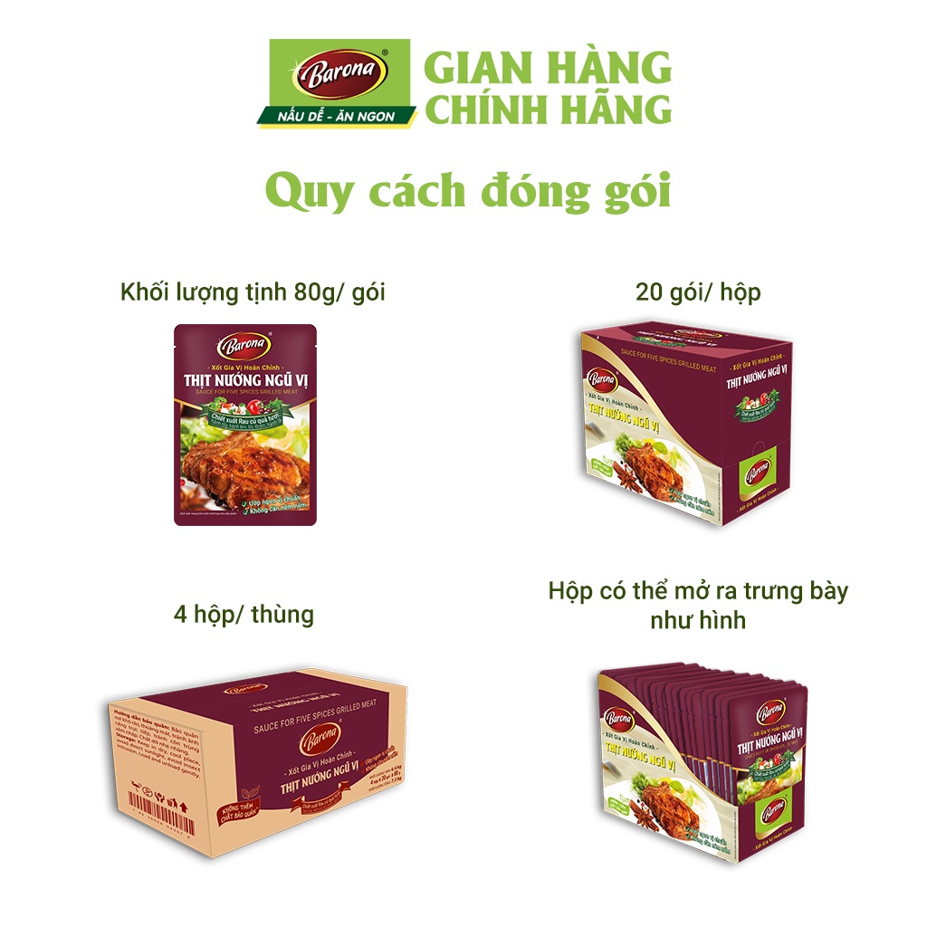 Gia Vị Thịt Nướng Ngũ Vị Barona 80g ướp ngon chuẩn vị không cần nêm nếm