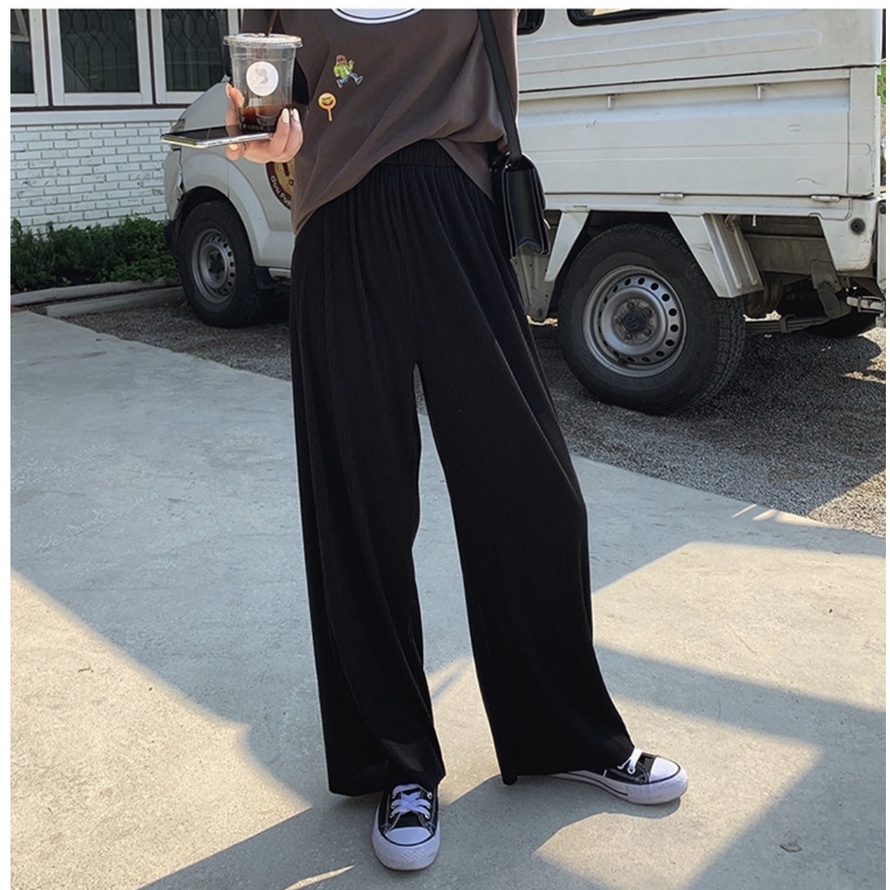 Quần cullottes cạp chun vải thun dập hàn quốc ullzang - Q1381