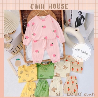 Bộ dài tay thun lạnh minky mom túi zip xịn sò hoạ tiết đáng yêu cho bé