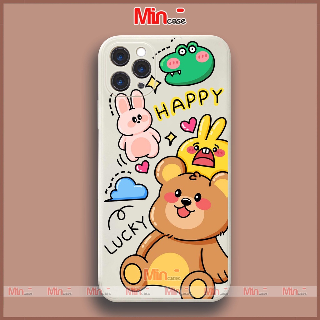 Ốp lưng điện thoại iPhone Cặp đôi gấu cute cạnh viền vuông silicon dẻo ip 6/6s/7/8/X/XS/XR/11/12/13/14 Pro Plus Max