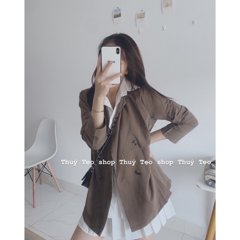 [Video/sẵn ] Áo blazer Quảng Châu form to rộng / Áo blazer nữ túi ngực 4 cúc