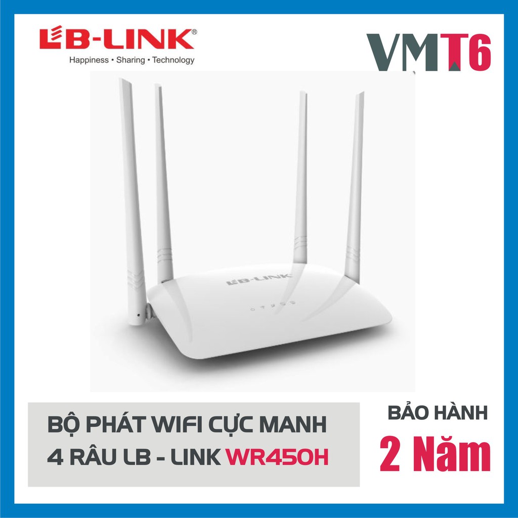 [Mới 100%] Bộ phát sóng wifi dây LAN 4 râu LB LINK - WR450H - Hàng chính hãng bảo hành 24 tháng !!! | BigBuy360 - bigbuy360.vn