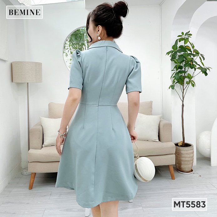 Đầm cổ vest eo xếp ly BEMINE MT5583