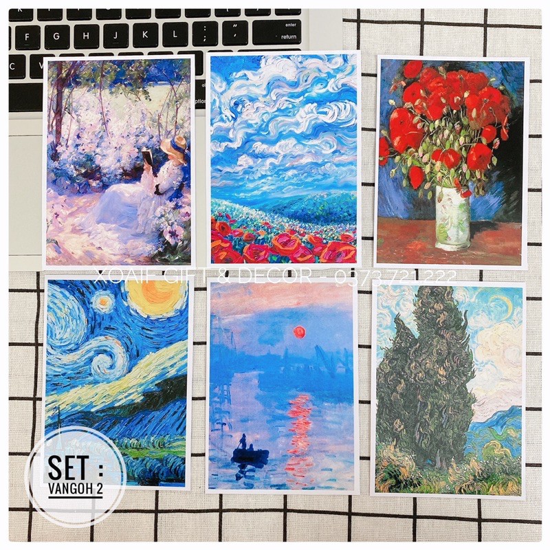 Set postcard thiệp VANGOH có sẵn decor trang trí phòng cực xinh