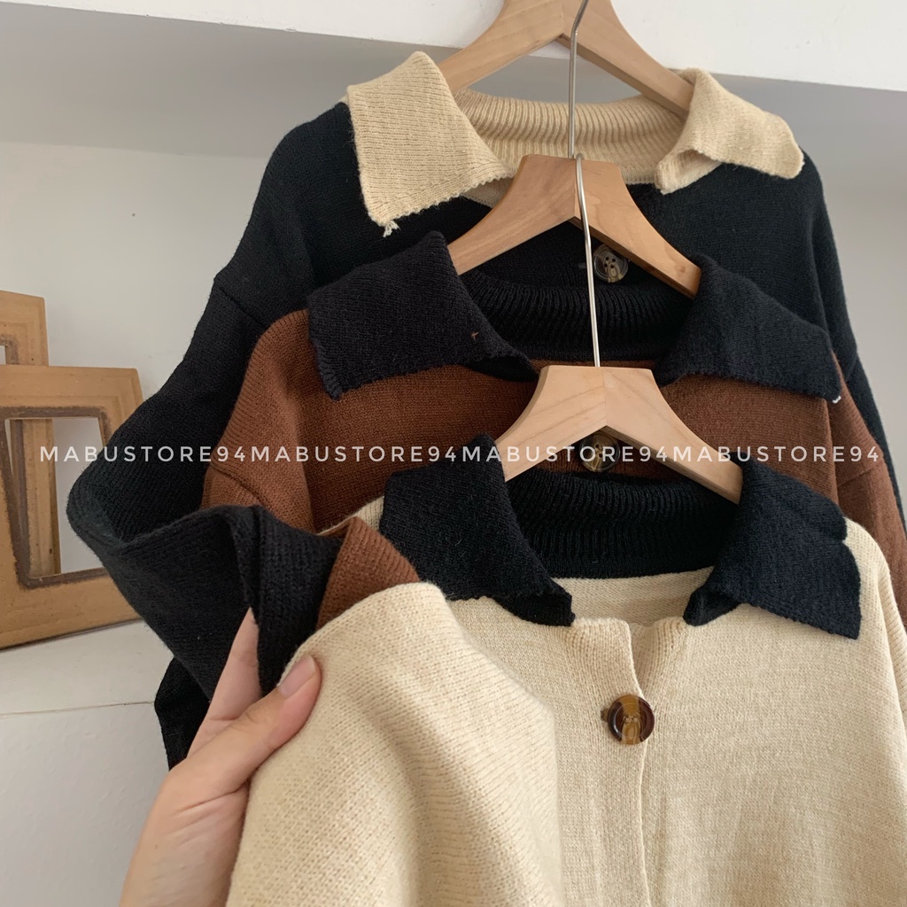 Áo khoác cardigan trơn cổ bẻ ( nhiều màu)