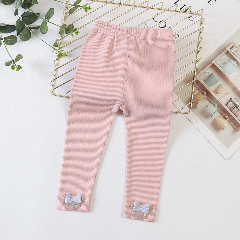 Quần legging  bé gái đính gấu size 6-16kg QD03