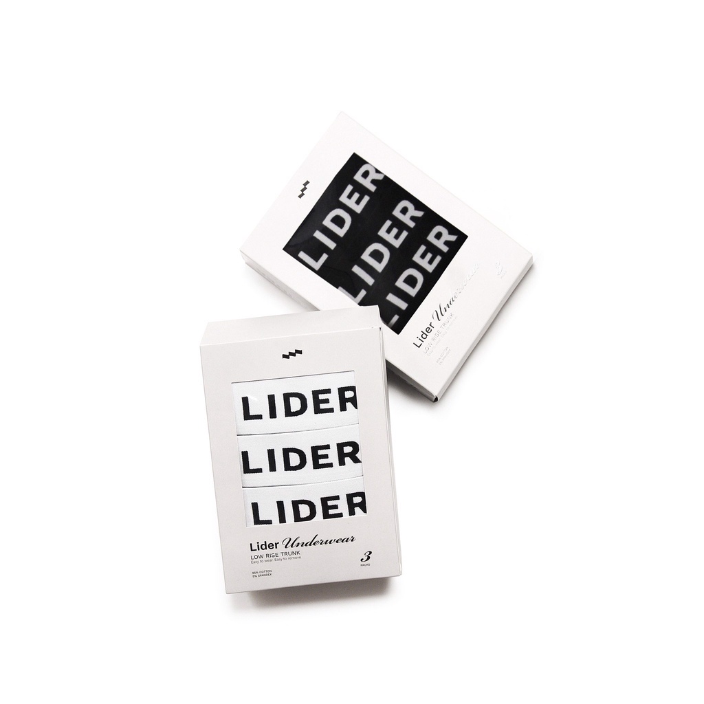 QUẦN LIDER BOXER 3-Pack Trunk | Hộp 3 chiếc màu Trắng/ Đen/ Trắng+Đen