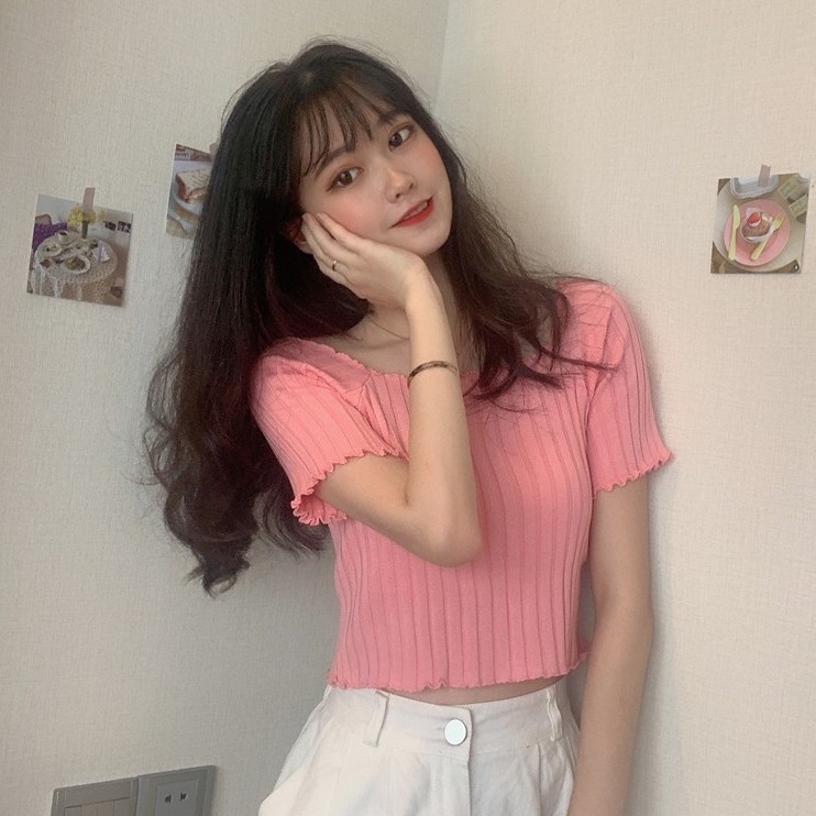 Áo thun tay ngắn IELGY cổ vuông thời trang mùa hè dành cho nữ