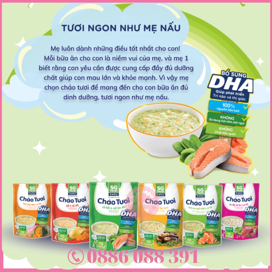 Cháo tươi Sài Gòn Food Baby, cháo bổ dưỡng cho bé SG Food loại 240g/270g