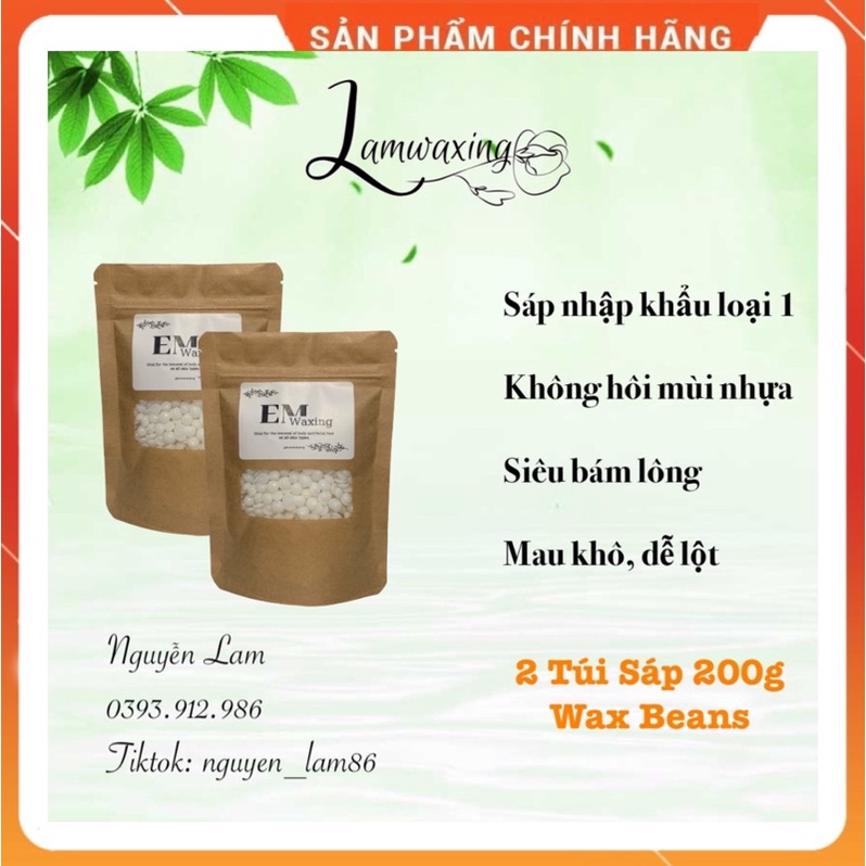 Combo 2 Túi Sáp Wax Lông Nóng Trong Suốt Cao Cấp Có Mùi Thơm Tặng Kèm Que Gỗ