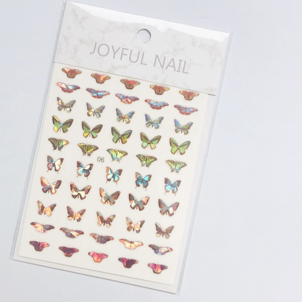 Phụ kiện trang trí móng, hình dán móng, Sticker bướm 5D phản quang