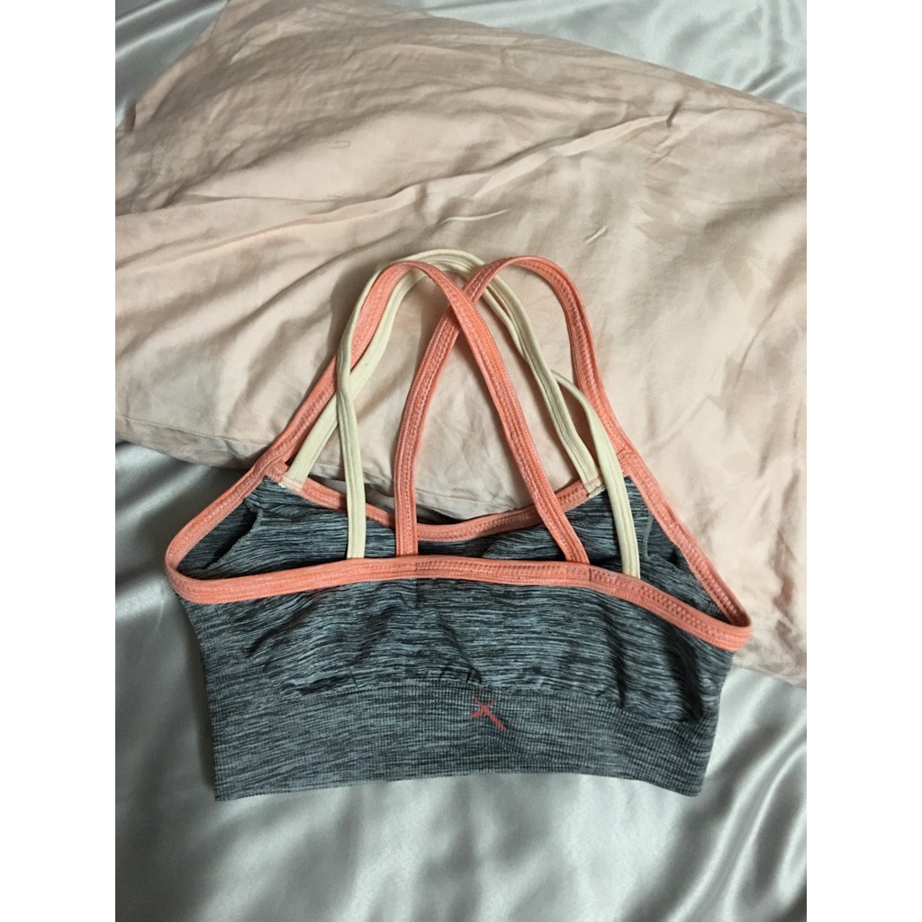 Áo bra tập si xám size S dây chéo có mút