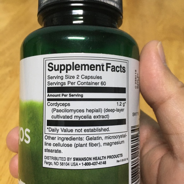 Viên Uống Đông Trùng Hạ Thảo Swanson Cordyceps , Có Thể Sử Dụng Như Trà Đông Trùng Hạ Thảo