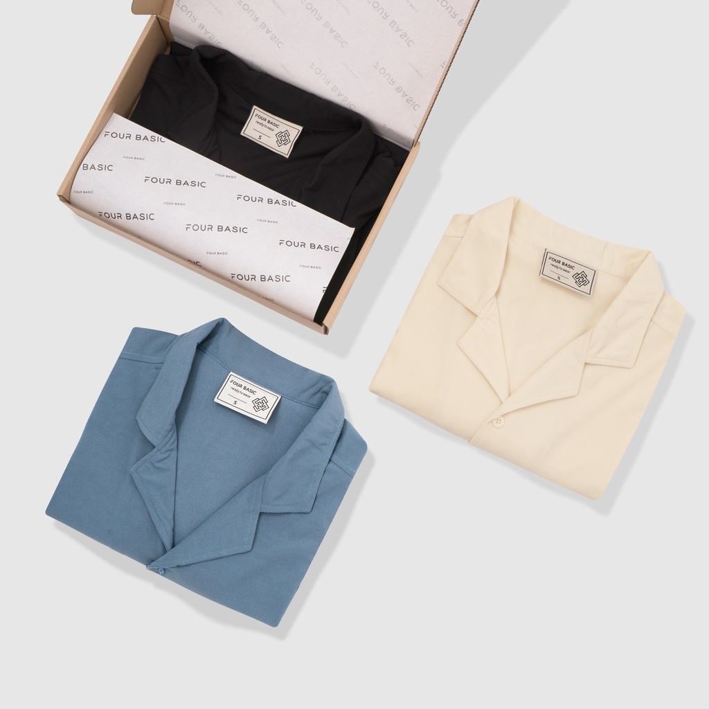 Áo sơ mi nam trơn tay lỡ form rộng, somi trơn tay ngắn Hàn Quốc vải mịn chống nhăn Four Basic SM01