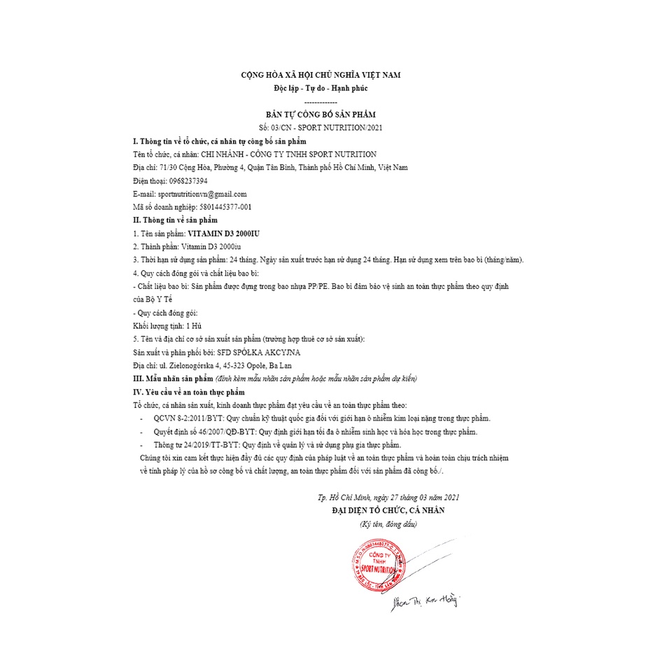 SFD Vitamin D3 2000iu - Hỗ Trợ Xương Chắc Khỏe