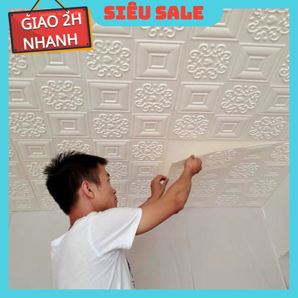 Xốp dán tường, dán trần loại cao cấp giả da kt 70x70cm hcm