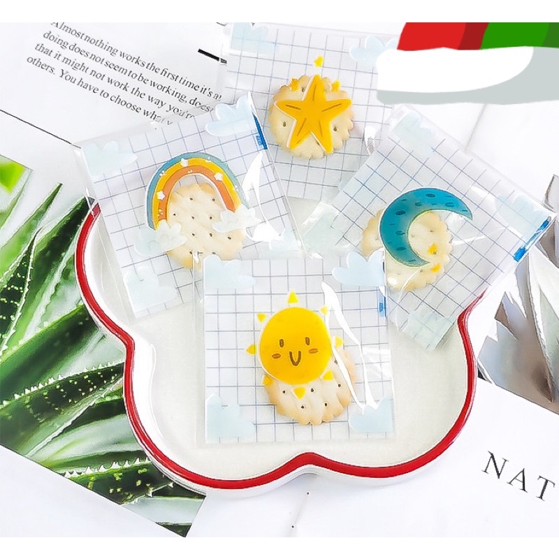 Set 50 túi kiếng dán đựng quà tặng bánh kẹo nhiều mẫu động vật size 7 x 7 cm