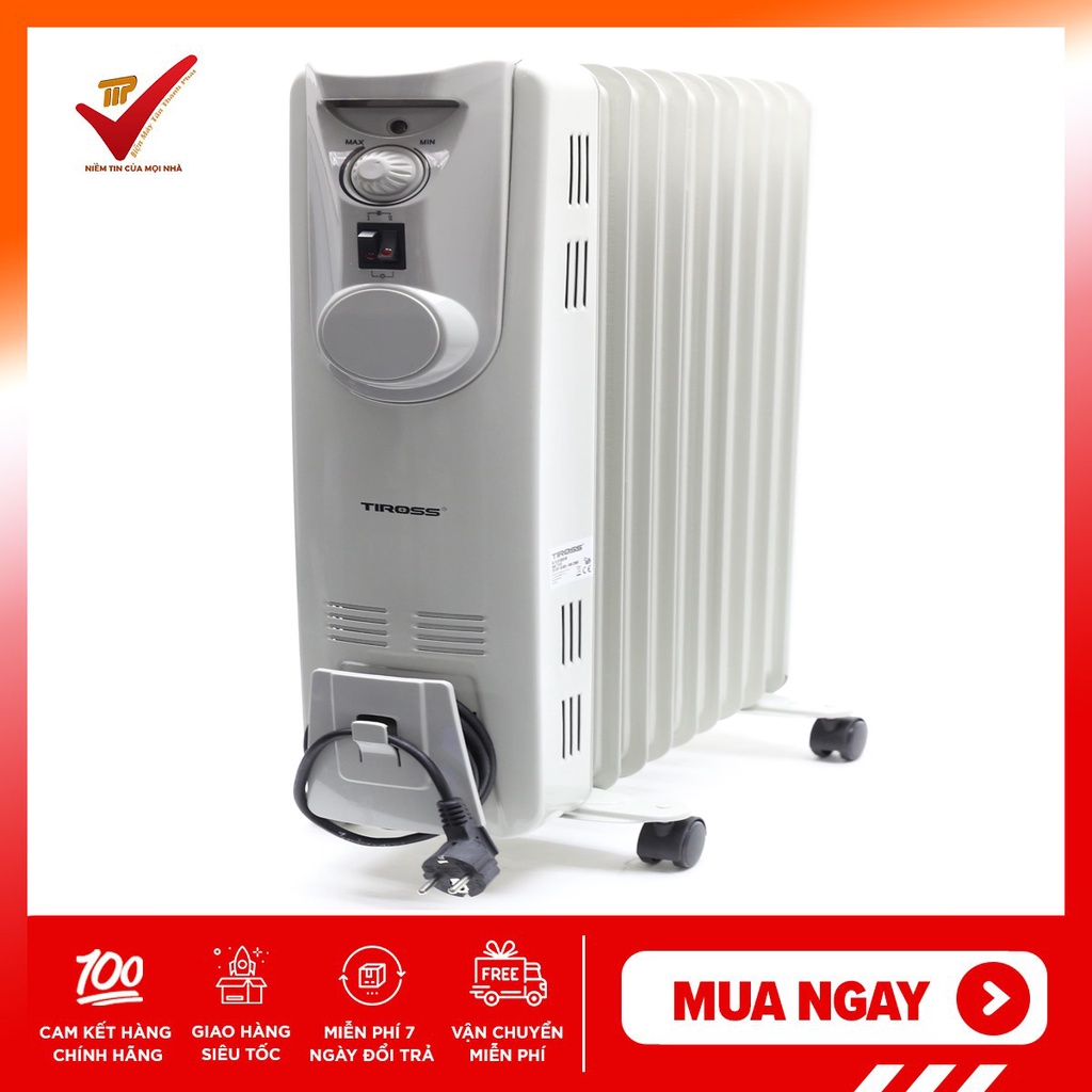 Lò sưởi dầu 9 thanh Tiross TS923 (công suất 2200W) [Sản Phẩm Chính Hãng, Bảo Hành 12 Tháng]