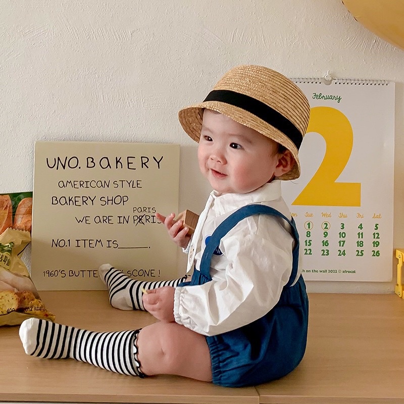 Jean 2CT Set yếm JEAN kèm áo cho bé mã 70090