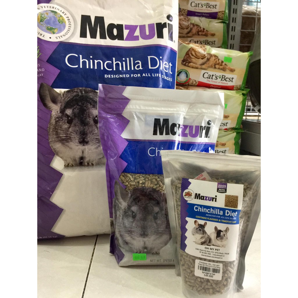 Thức ăn cho Chinchilla Mazuri  500g  cung cấp chất xơ, men vi sinh sống hỗ trợ tiêu hoá