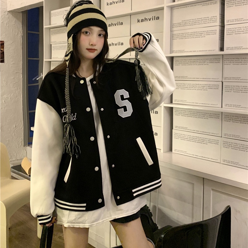 Đồng Phục Bóng Chày Cao Cấp Retro Mới Của Phụ Nữ Mùa Thu Phiên Bản Hàn Quốc Áo Khoác Xu Hướng Lỏng Lẻo