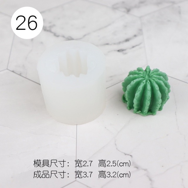 Khuôn Silicone Xương Rồng Sen Đá Tròn Khía Quanh Cây Nhỏ