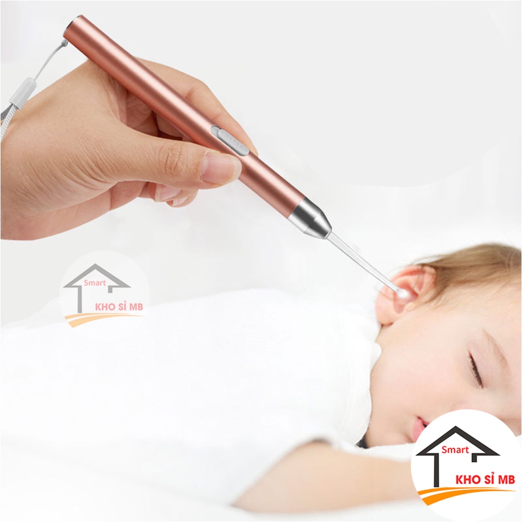 Bộ lấy ráy tai có đèn, ngoáy ráy tai cho trẻ kèm pin kho sỉ mb
