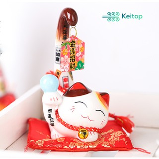 Mèo Bình An May Mắn Đuôi Dài SAKU 25cm KEITOP MANEKI-023