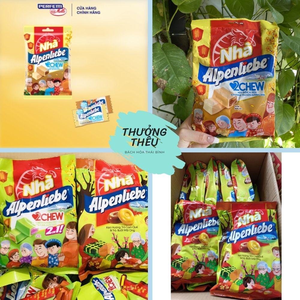 Kẹo Mềm Alpenliebe 2Chew kiwi chanh dây / Hương xoài nhân muối ớt gói 87g