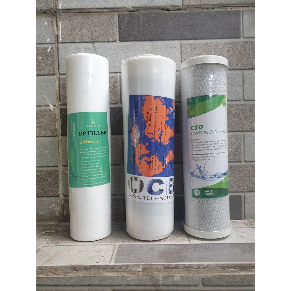 Combo 3 Lõi Lọc 10 inch Dùng Thay Thế Cho Máy RO, Máy Ion Kiềm